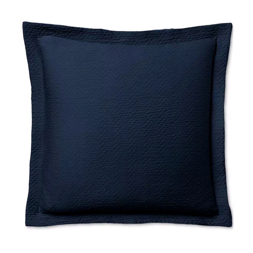 Ralph Lauren Kaia Matelassé Euro Pillow Sham 26" X 26" Navy $135